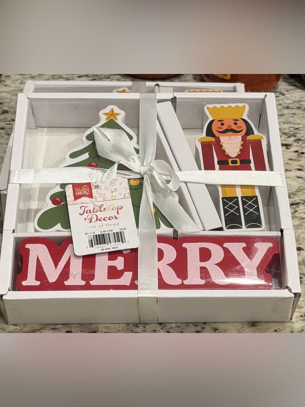 Holiday Tabletop Decor Set of Three - Red, Green, White 3 available $8 each